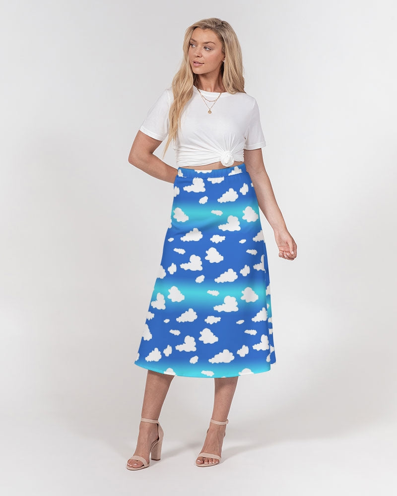 Clouds Pattern Women's All-Over Print A-Line Midi Skirt