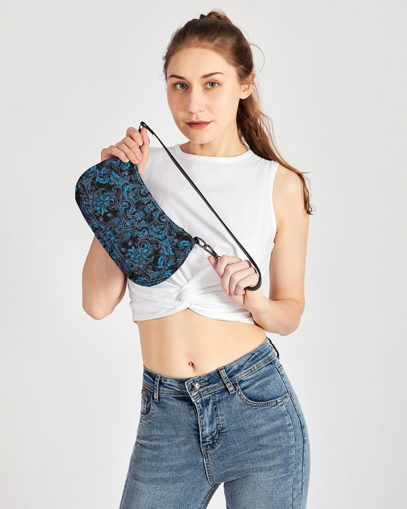 Blue Vines and Lace Petite Canvas Pouch