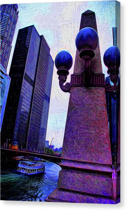 Chicago River Lamp - Canvas Print