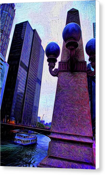 Chicago River Lamp - Canvas Print