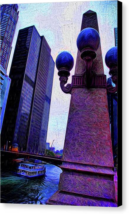 Chicago River Lamp - Canvas Print