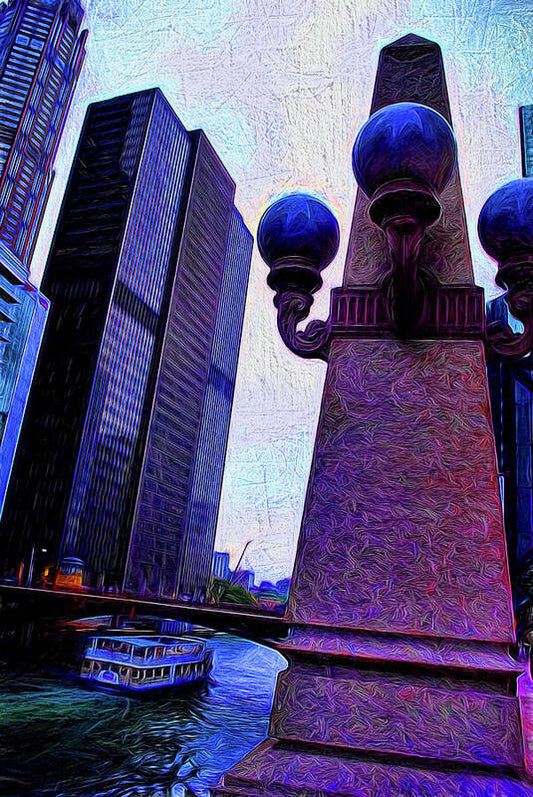 Chicago River Lamp - Art Print