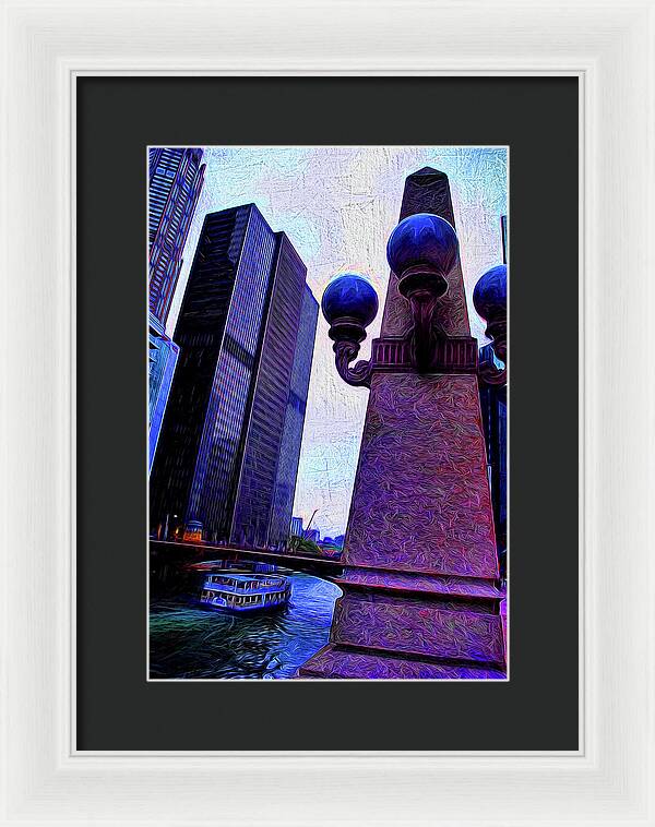 Chicago River Lamp - Framed Print