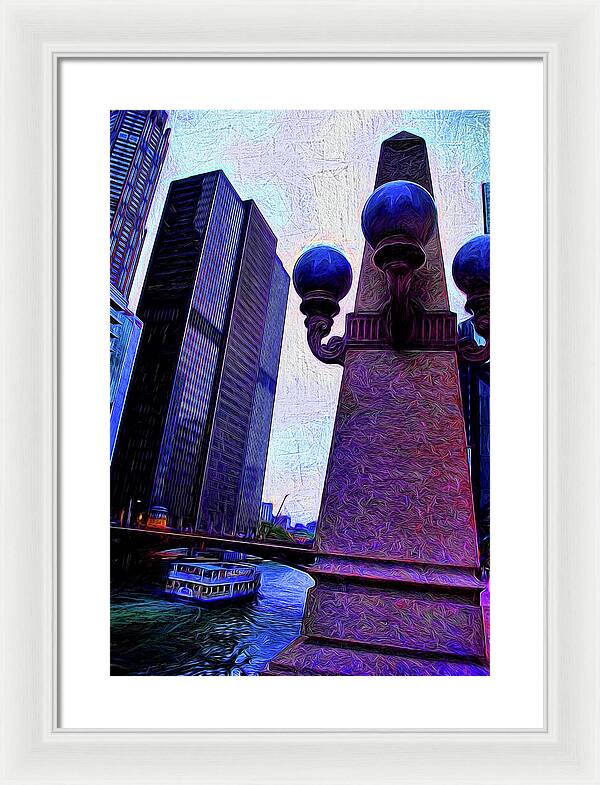 Chicago River Lamp - Framed Print