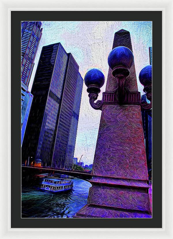 Chicago River Lamp - Framed Print