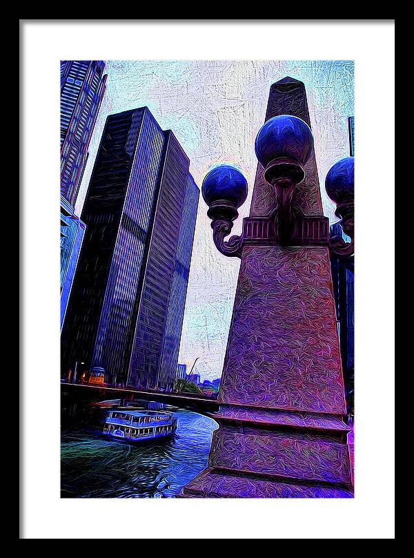 Chicago River Lamp - Framed Print