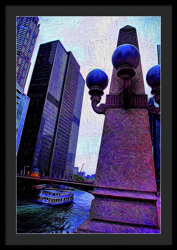 Chicago River Lamp - Framed Print