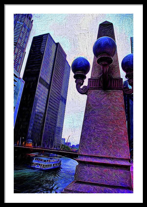 Chicago River Lamp - Framed Print