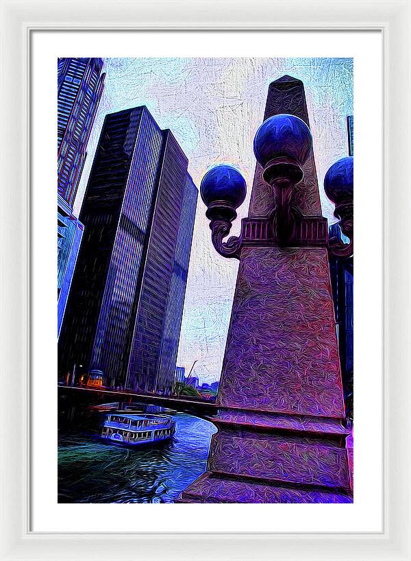 Chicago River Lamp - Framed Print