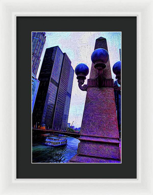 Chicago River Lamp - Framed Print