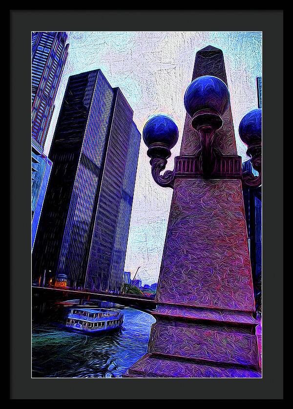 Chicago River Lamp - Framed Print