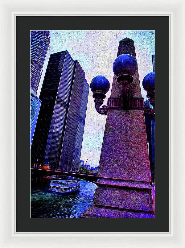 Chicago River Lamp - Framed Print