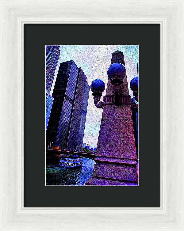 Chicago River Lamp - Framed Print