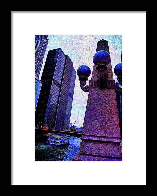 Chicago River Lamp - Framed Print