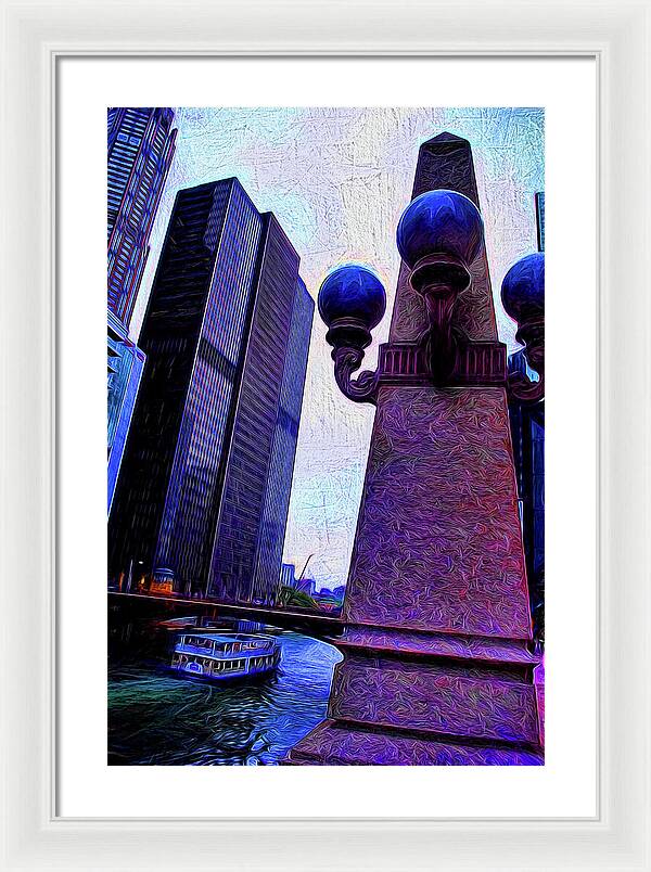 Chicago River Lamp - Framed Print