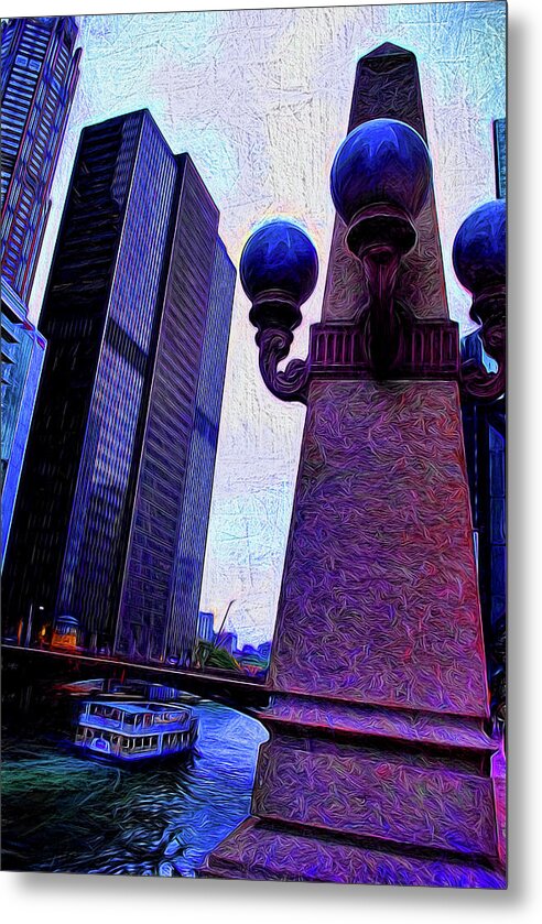 Chicago River Lamp - Metal Print