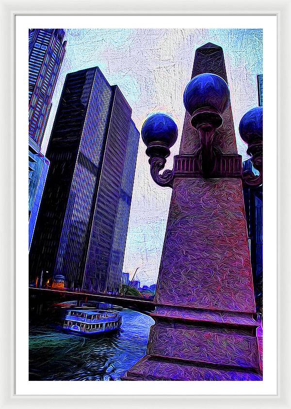 Chicago River Lamp - Framed Print