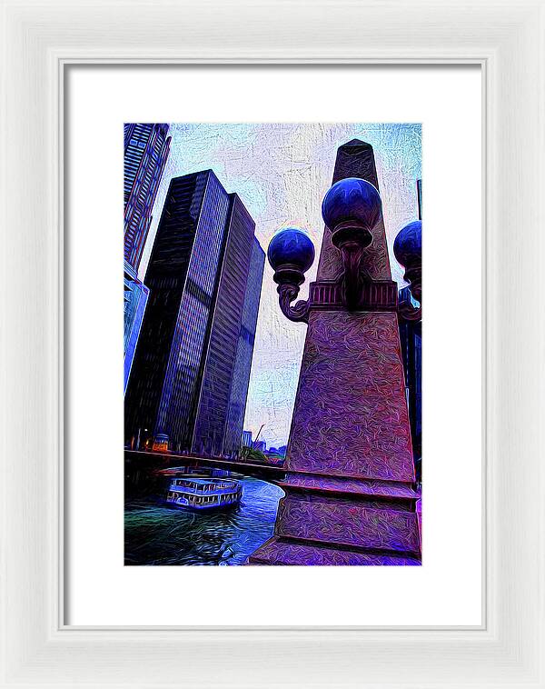 Chicago River Lamp - Framed Print