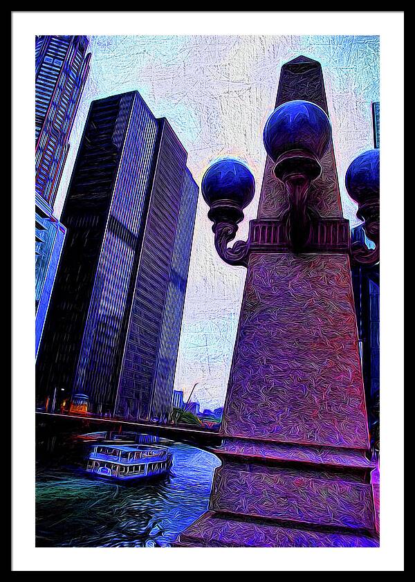 Chicago River Lamp - Framed Print