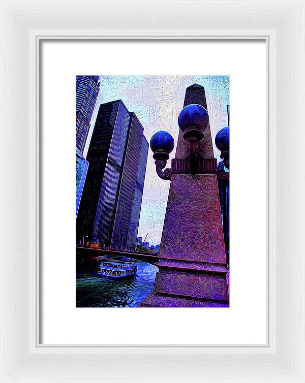 Chicago River Lamp - Framed Print