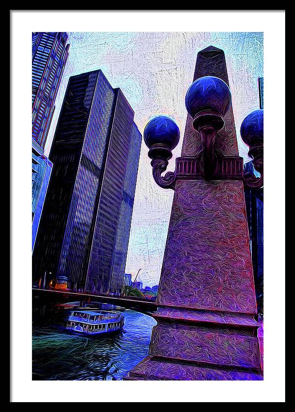 Chicago River Lamp - Framed Print