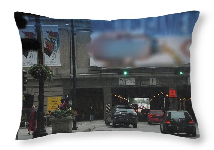 Chicago Traffic Evening - Throw Pillow