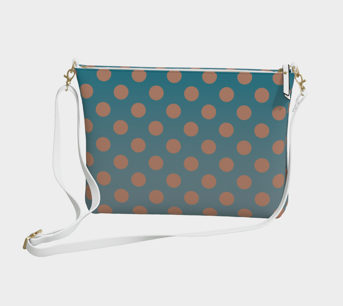 Denim and Brown Polkadots Vegan Crossbody Purse