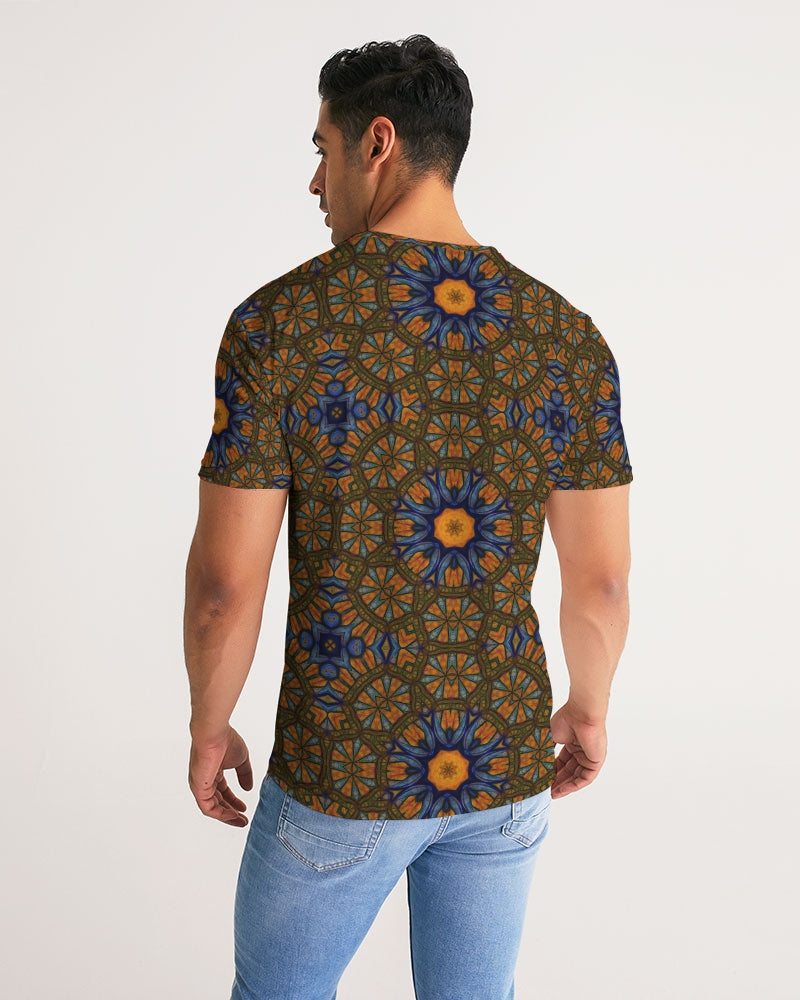 Blue and Yellow Sketch Kaleidoscope  Men's All-Over Print Tee