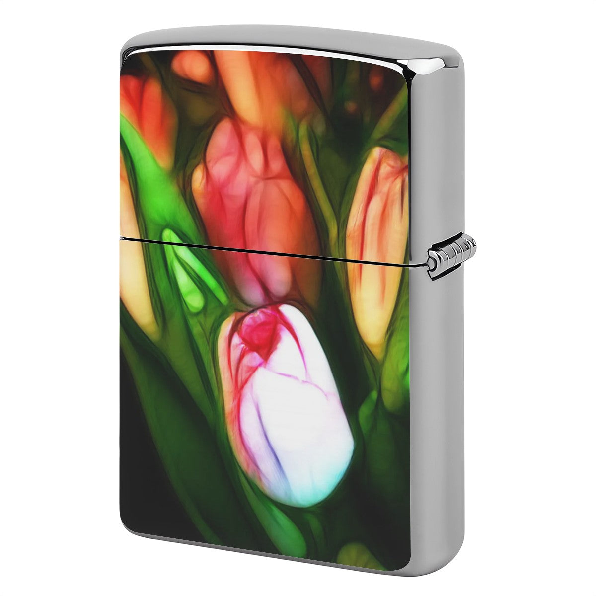 Metal Lighter Case Abstract Pink Tulips