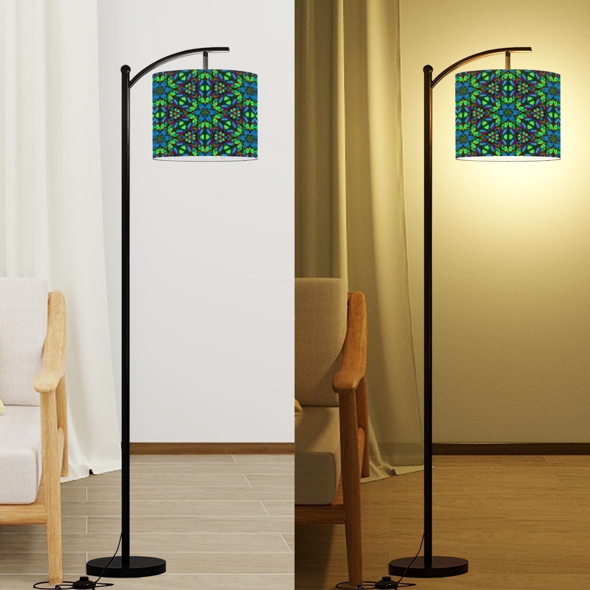 Arc Floor Lamp (Made in USA) Green Kaleidoscope