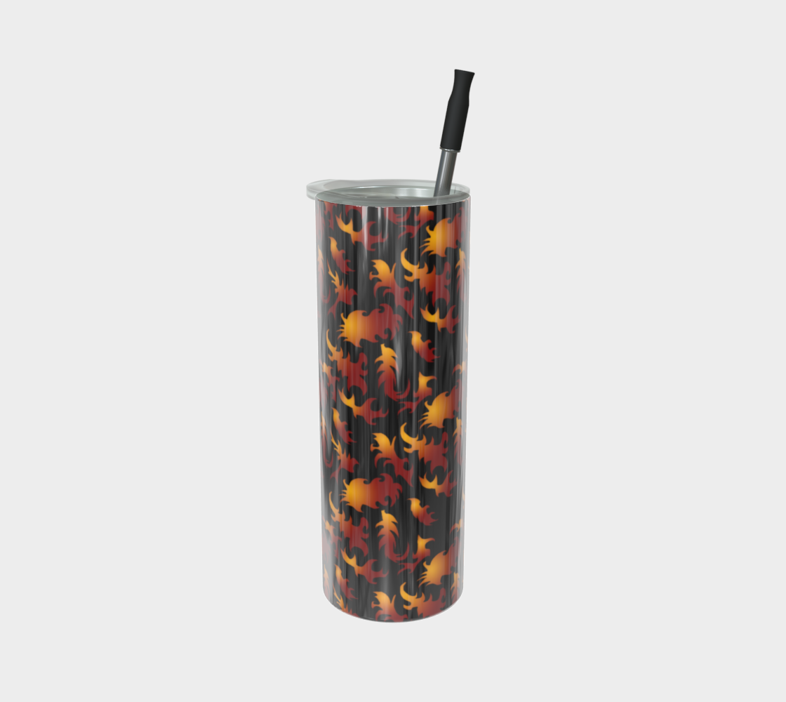 Abstract Flames Pattern Stainless Steel Tumbler