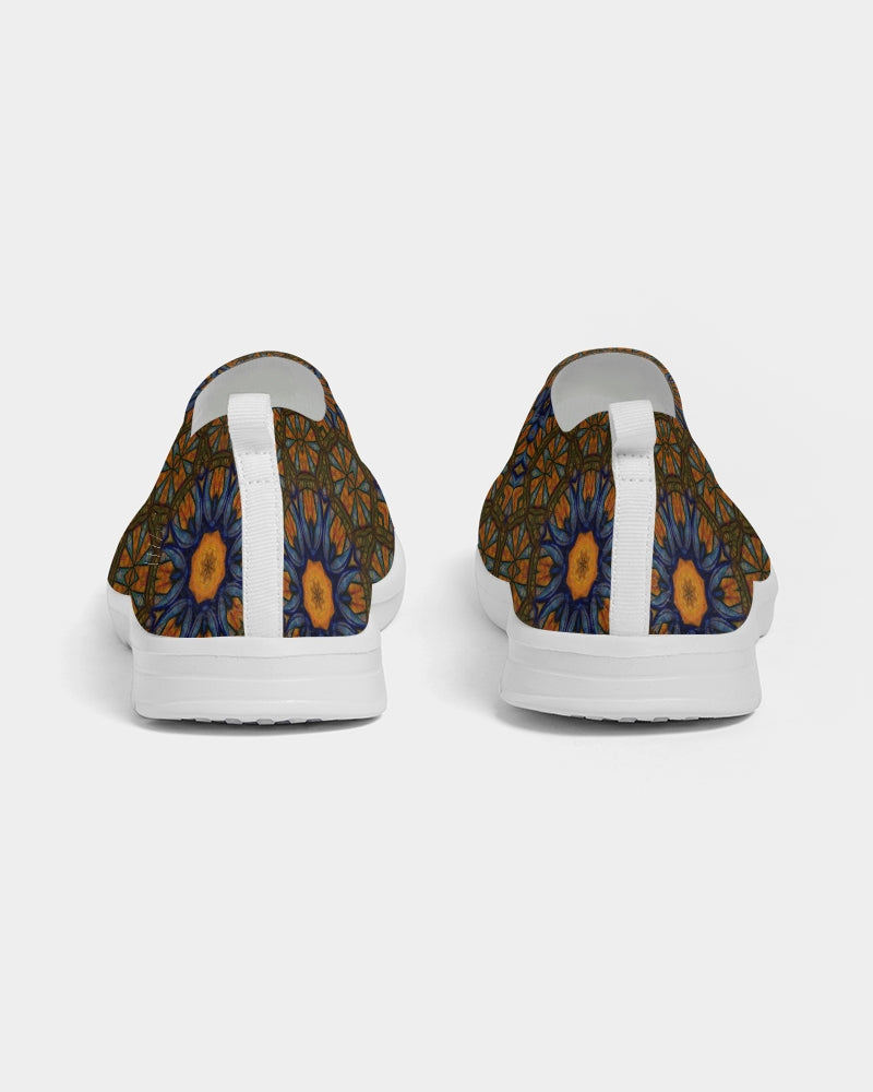 Blue and Yellow Sketch Kaleidoscope  Men's Slip-On Flyknit Shoe