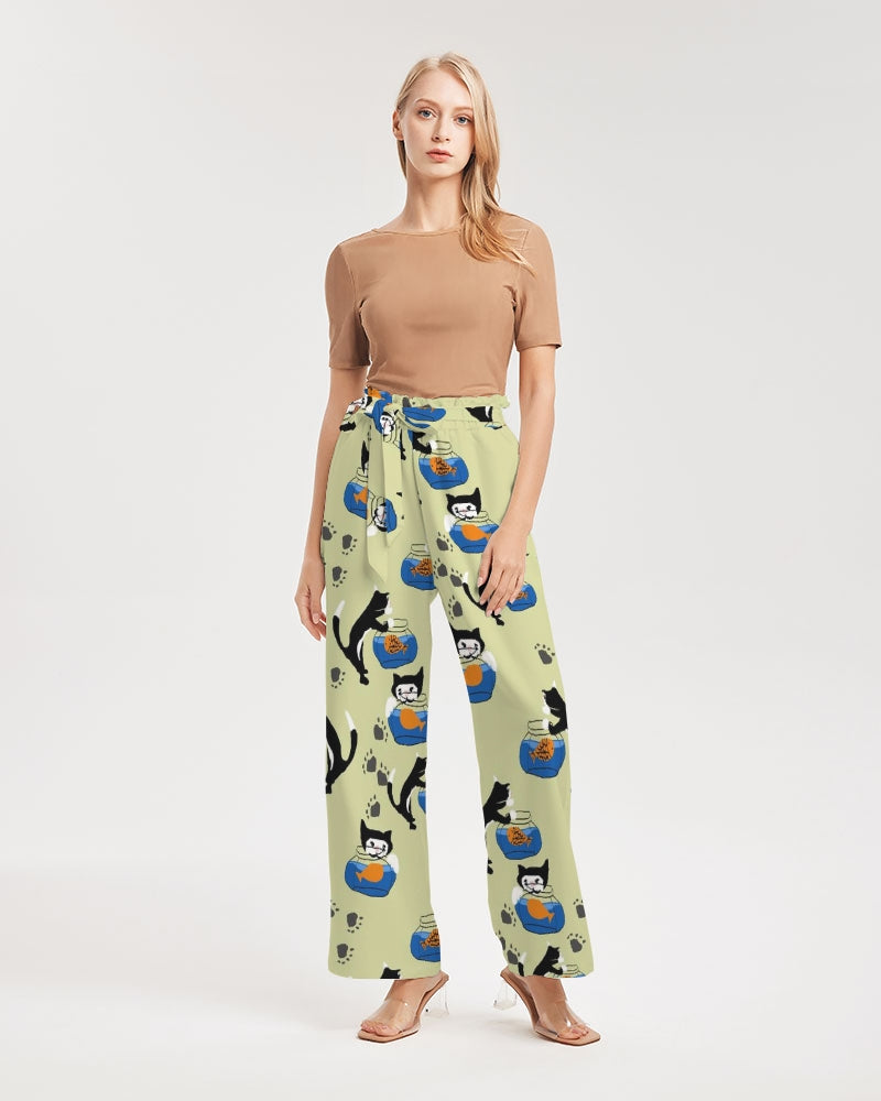 Cat and a Fishbowl Women's All-Over Print High-Rise Wide Leg Pants