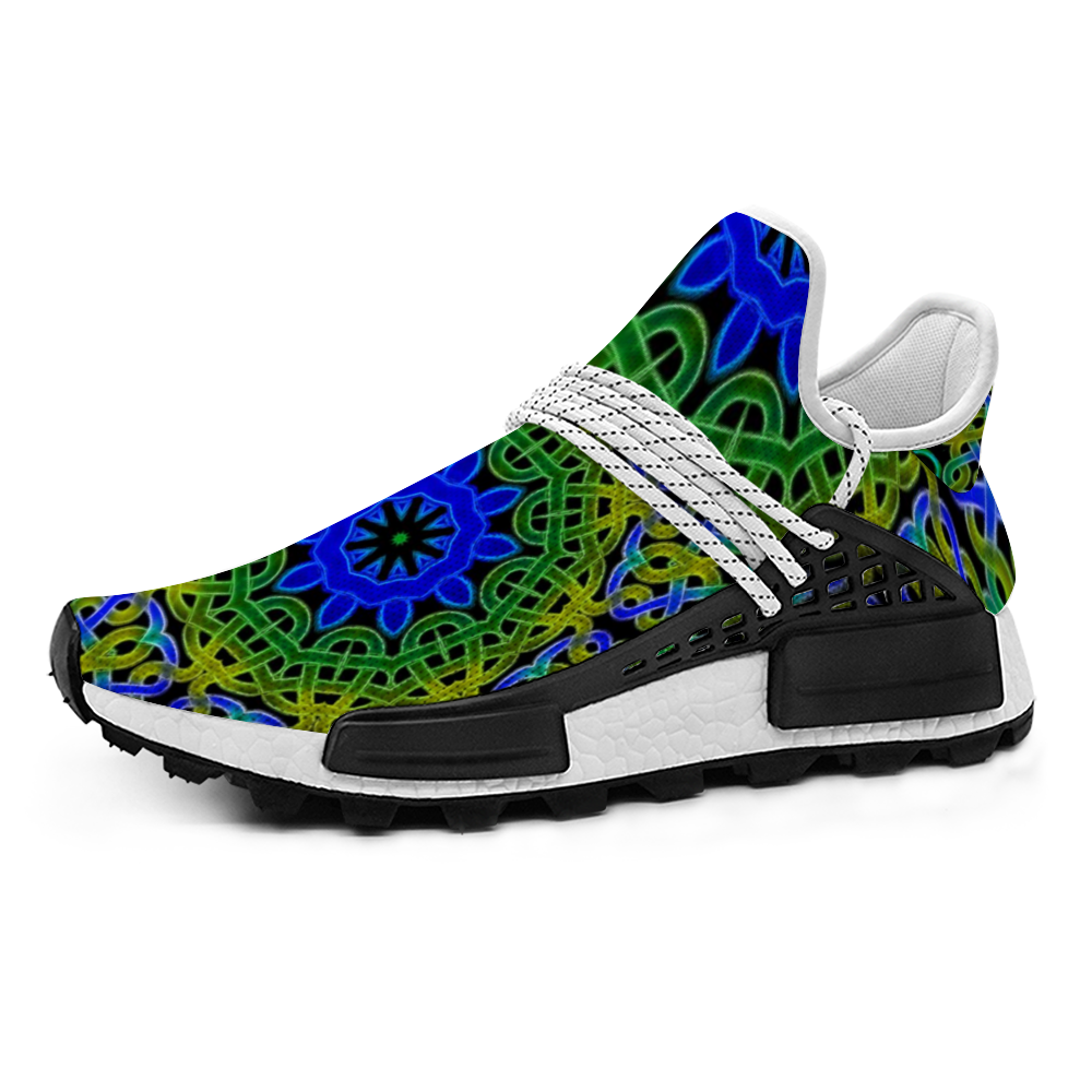 Blue Green Celtic Kaleidoscope Custom Unisex Mid Top Breathable Non-slip Sneakers