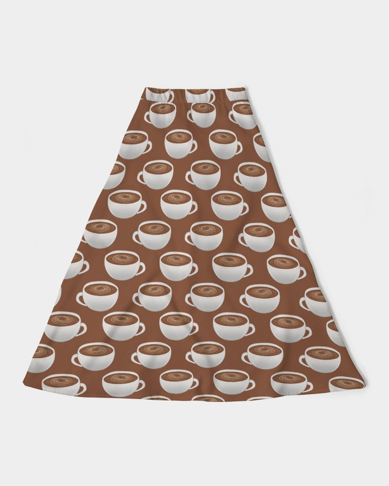 Coffee on Coffee Women's All-Over Print A-Line Midi Skirt