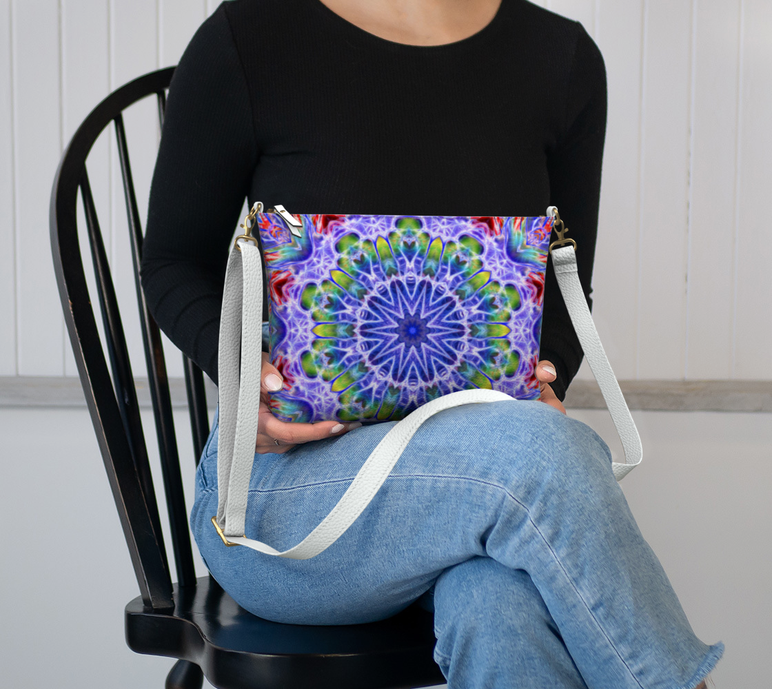 Blue Red Kaleidoscope Vegan Crossbody Purse