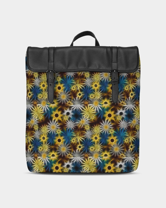 Blue and Yellow Glowing Daisies Casual Flap Backpack