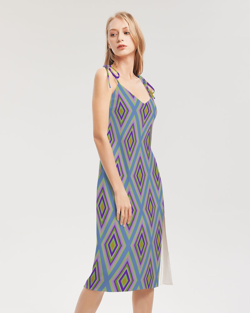 Colorful diamonds Variation 2 Women's All-Over Print Tie Strap Split Dress