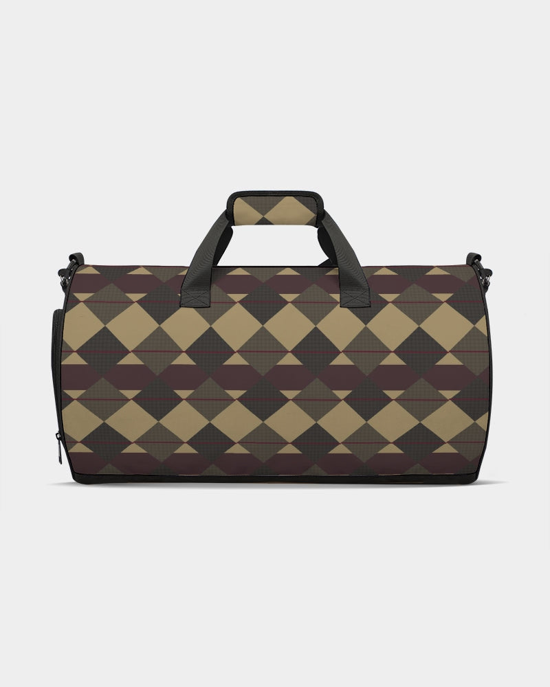 Checkered Brown Plaid Argyle Sports Duffle Bag