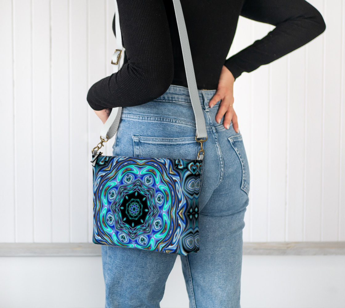 Blue Swirl Kaleidoscope Vegan Crossbody Purse