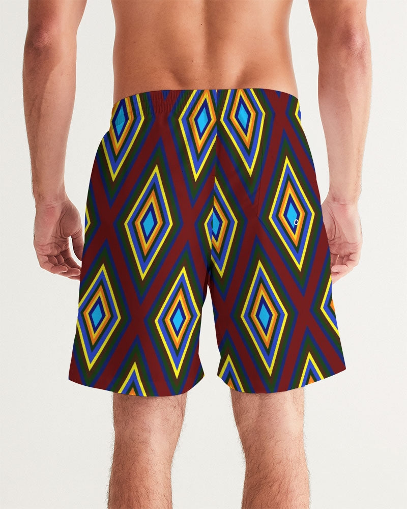 Colorful Diamonds Men's All-Over Print Swim Trunk