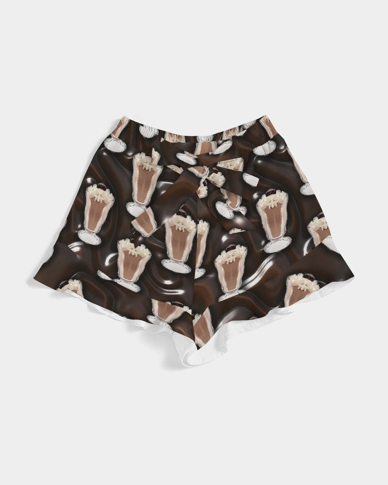 Chocolate Milkshake Women's All-Over Print Ruffle Shorts