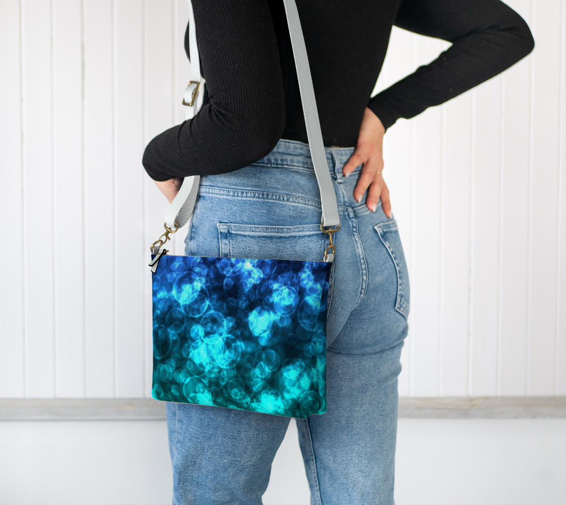 Blue Ocean Bokeh Vegan Crossbody Purse