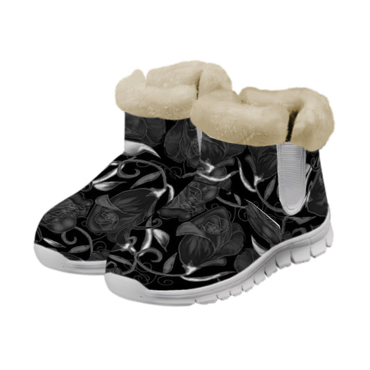 Snow Boots Black Roses