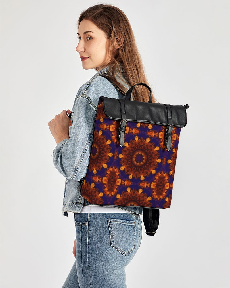 Blue Orange Red Kaleidoscope Casual Flap Backpack