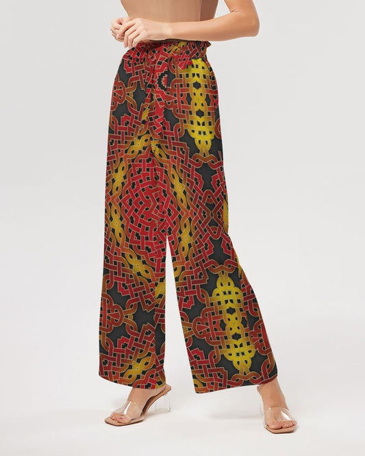 Celtic Orange Spiral Women's All-Over Print High-Rise Wide Leg Pants