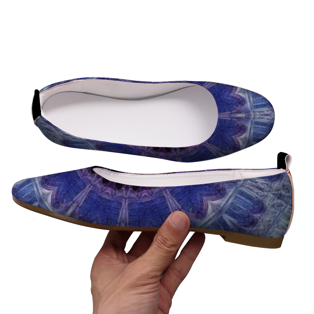 Blue Cathedral Kaleidoscope Custom Unisex Flat Shoes Leather Shoes Comfortable Round Toe Slip