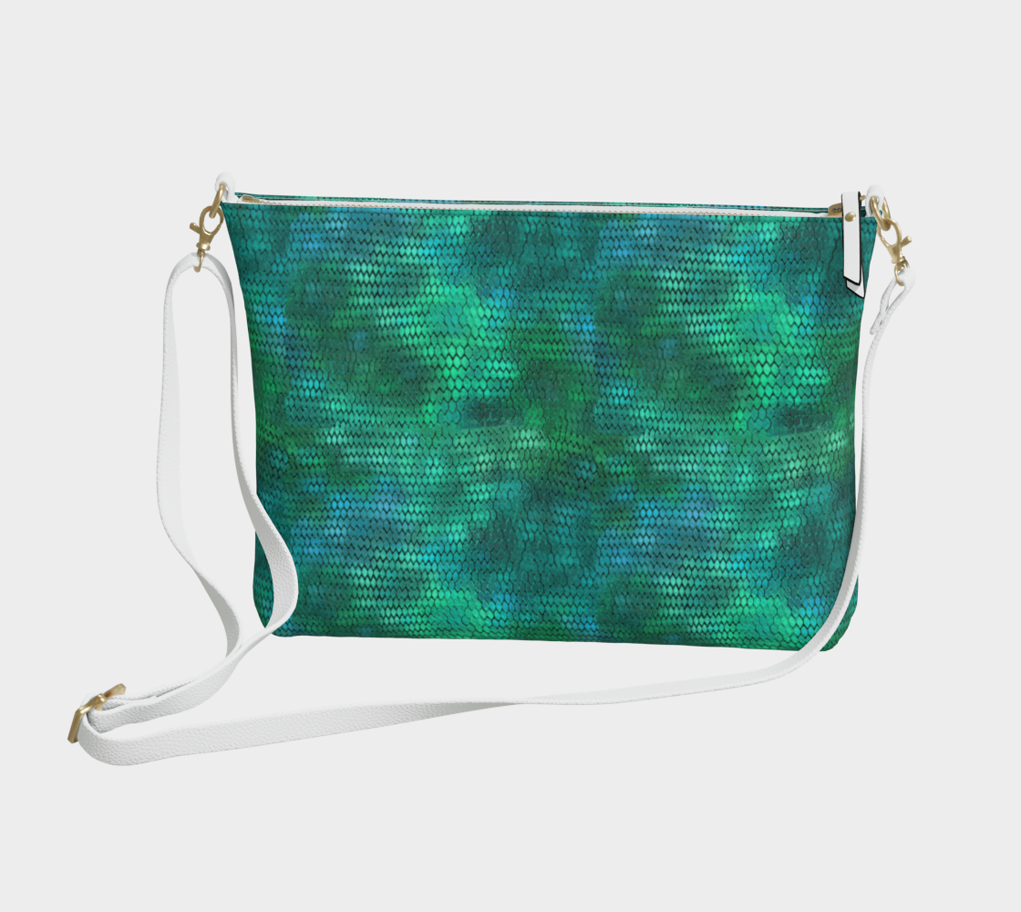 Blue Green Dragon Scales Vegan Crossbody Purse