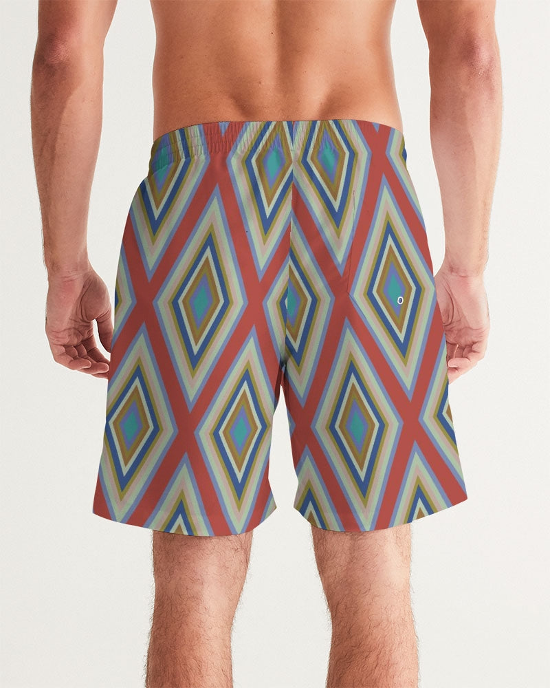 Colorful Diamonds Variation 3 Men's All-Over Print Swim Trunk