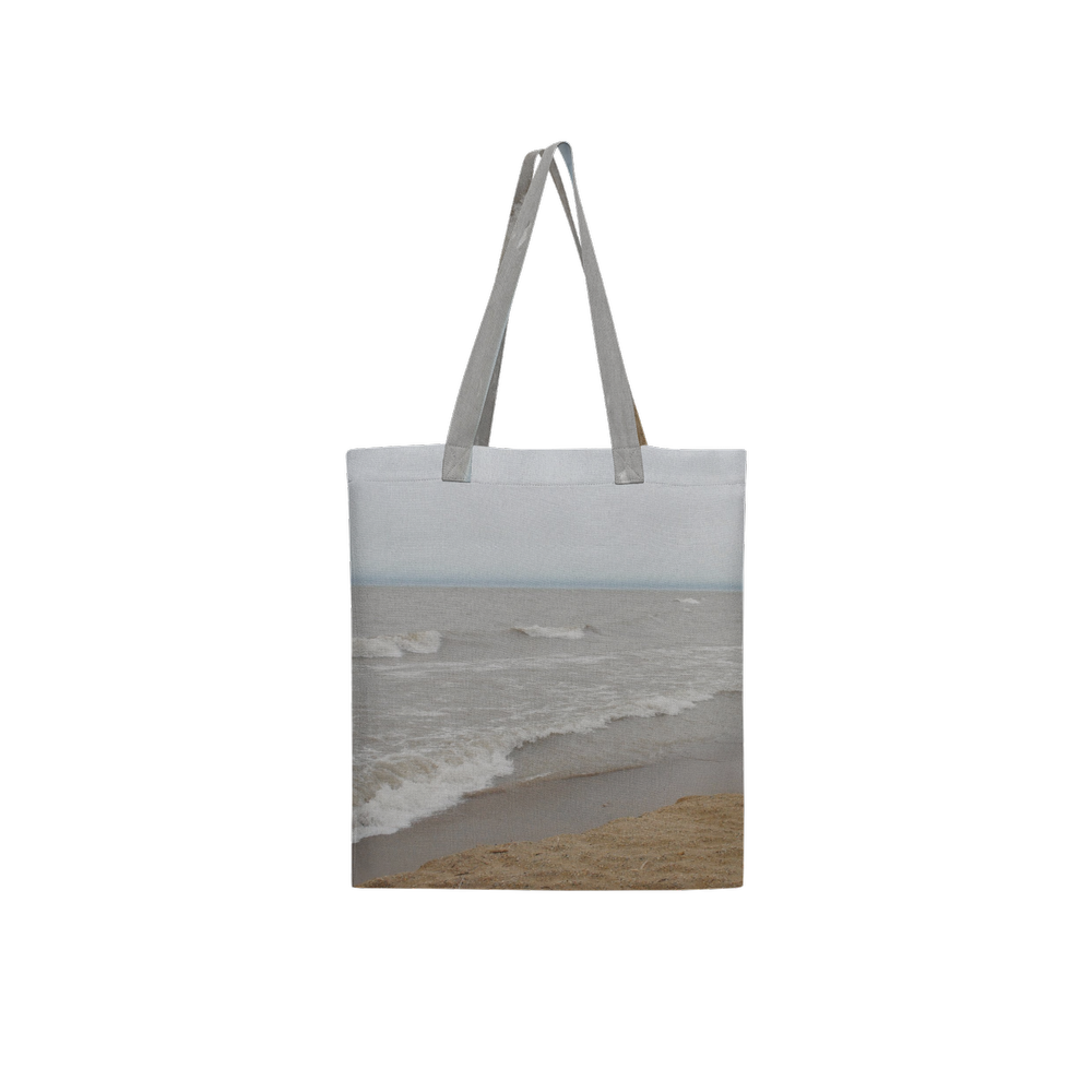 Lake Michigan Large City Tote Bag Lined with Inside Pocket – Linen Like Fabric